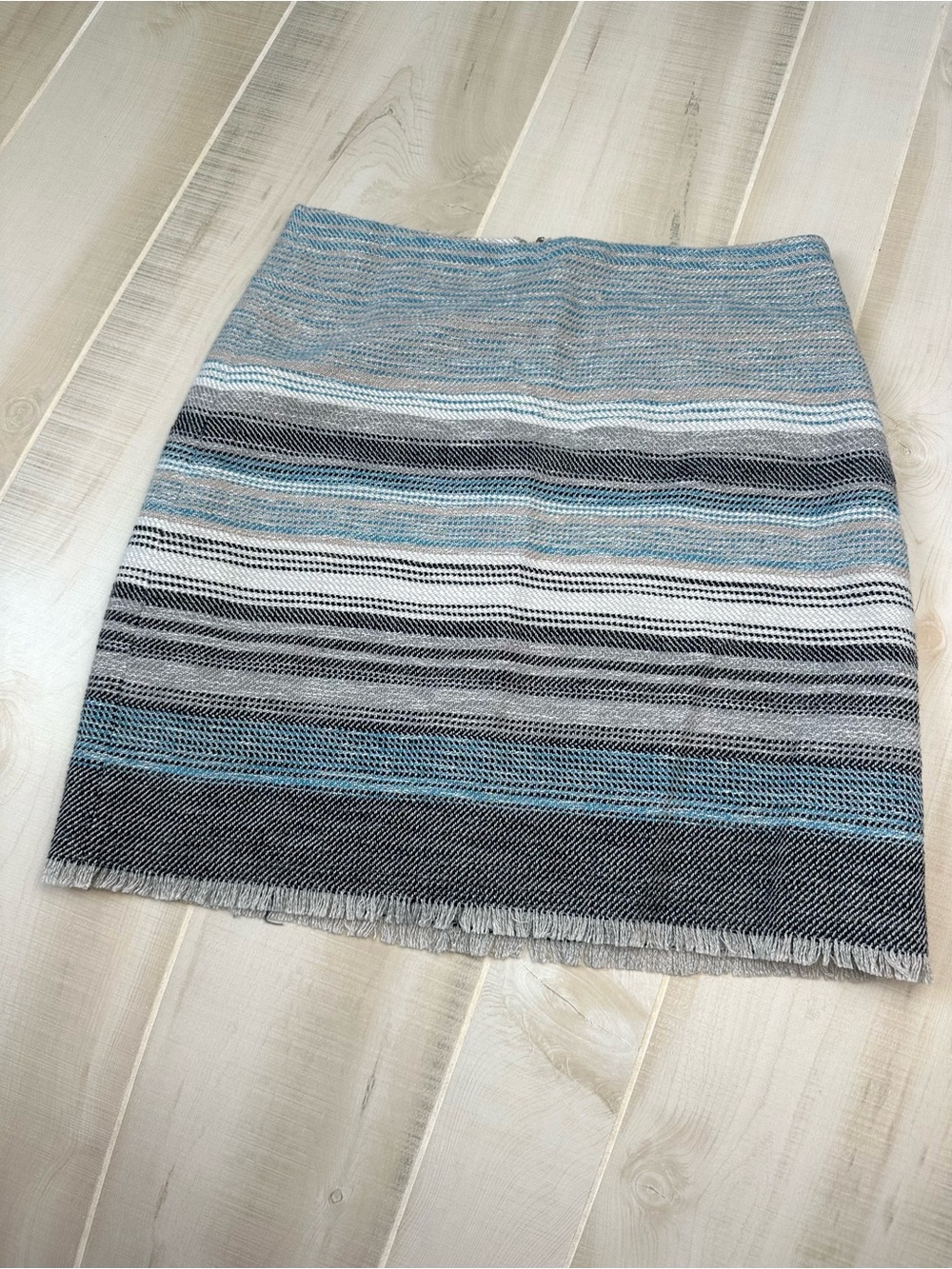 LOFT Striped Blue & Gray Knit Skirt